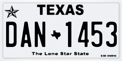 TX license plate DAN1453