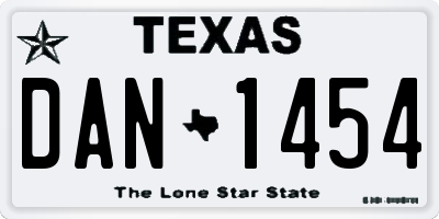 TX license plate DAN1454