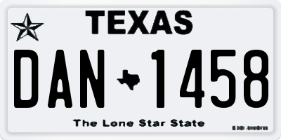 TX license plate DAN1458
