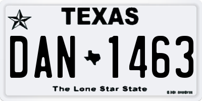 TX license plate DAN1463