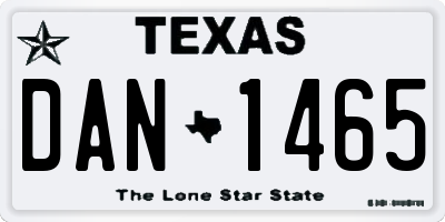 TX license plate DAN1465