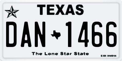 TX license plate DAN1466