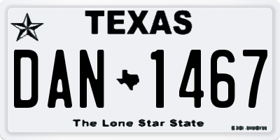TX license plate DAN1467