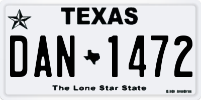 TX license plate DAN1472