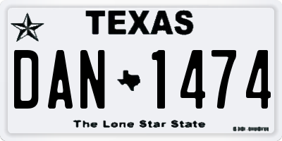TX license plate DAN1474