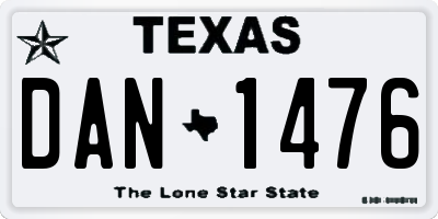 TX license plate DAN1476