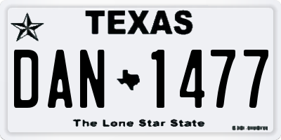 TX license plate DAN1477