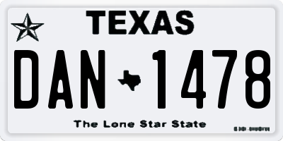 TX license plate DAN1478