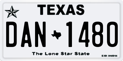 TX license plate DAN1480