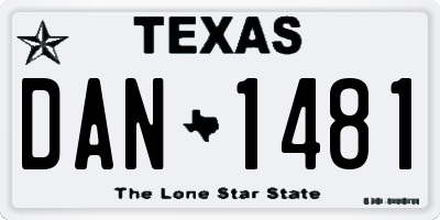 TX license plate DAN1481