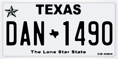 TX license plate DAN1490