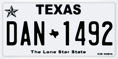 TX license plate DAN1492