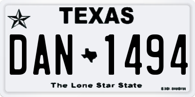 TX license plate DAN1494
