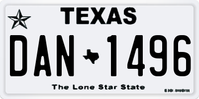 TX license plate DAN1496