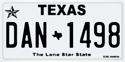 TX license plate DAN1498