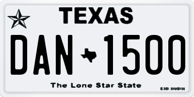 TX license plate DAN1500