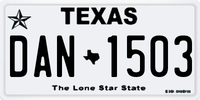TX license plate DAN1503
