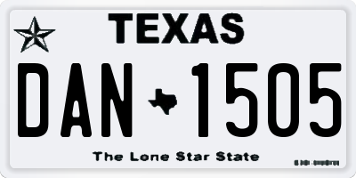 TX license plate DAN1505