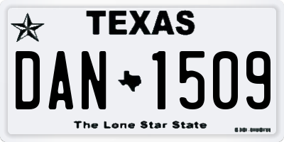TX license plate DAN1509