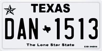 TX license plate DAN1513