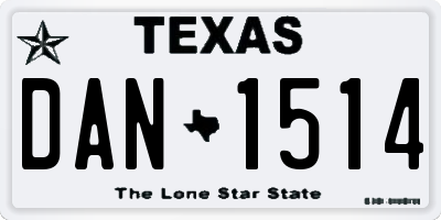 TX license plate DAN1514