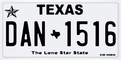 TX license plate DAN1516