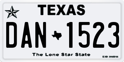 TX license plate DAN1523