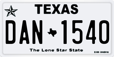 TX license plate DAN1540