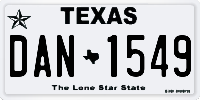TX license plate DAN1549