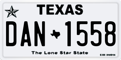 TX license plate DAN1558