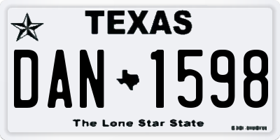 TX license plate DAN1598