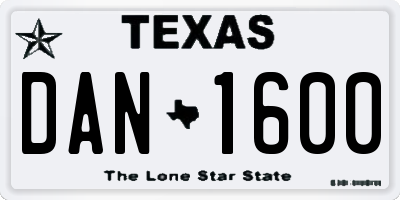 TX license plate DAN1600