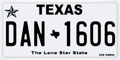 TX license plate DAN1606
