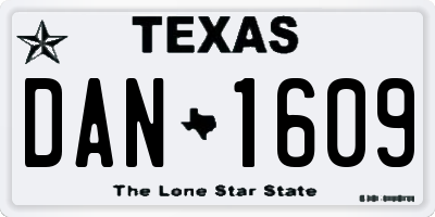 TX license plate DAN1609