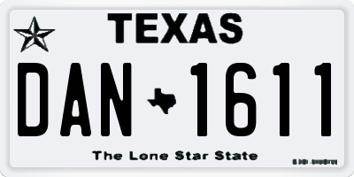 TX license plate DAN1611