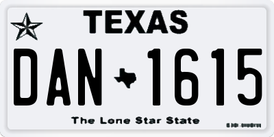 TX license plate DAN1615