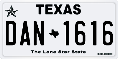 TX license plate DAN1616