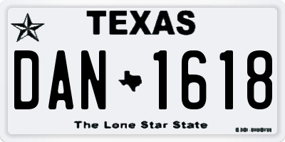 TX license plate DAN1618