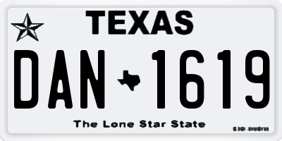 TX license plate DAN1619