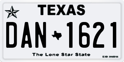 TX license plate DAN1621