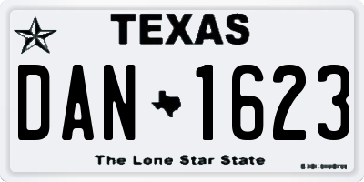 TX license plate DAN1623