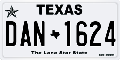 TX license plate DAN1624