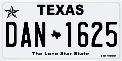 TX license plate DAN1625