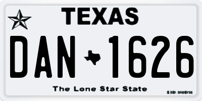 TX license plate DAN1626