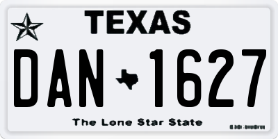 TX license plate DAN1627