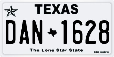 TX license plate DAN1628