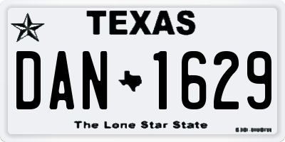 TX license plate DAN1629