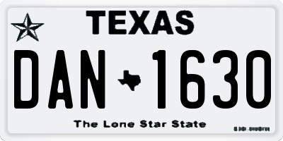 TX license plate DAN1630