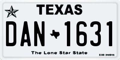 TX license plate DAN1631