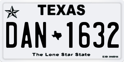 TX license plate DAN1632